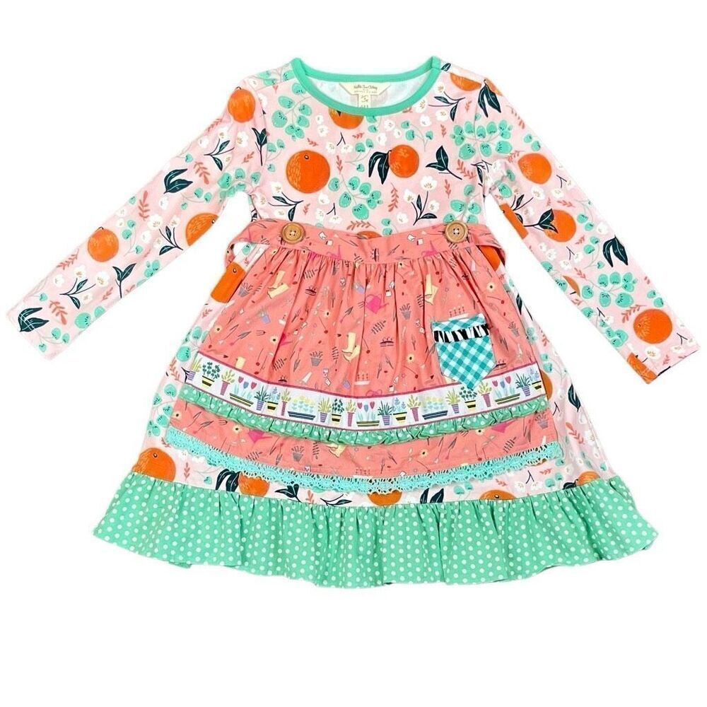 Matilda Jane by Joanna Gaines Sweet Clementine Apron Long Sleeve Dress 4